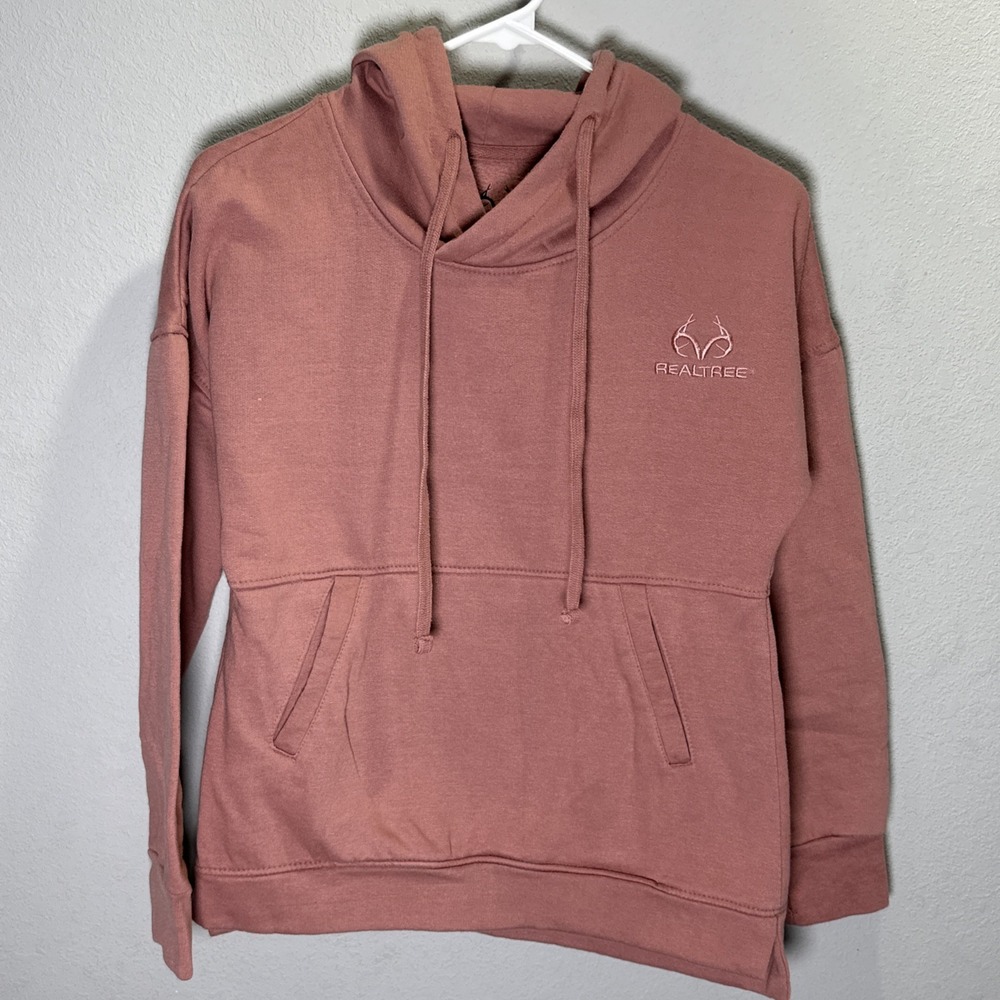 RealTree By Willow Trails Women's Size Small Pullover Hoodie Pink Front Pocket